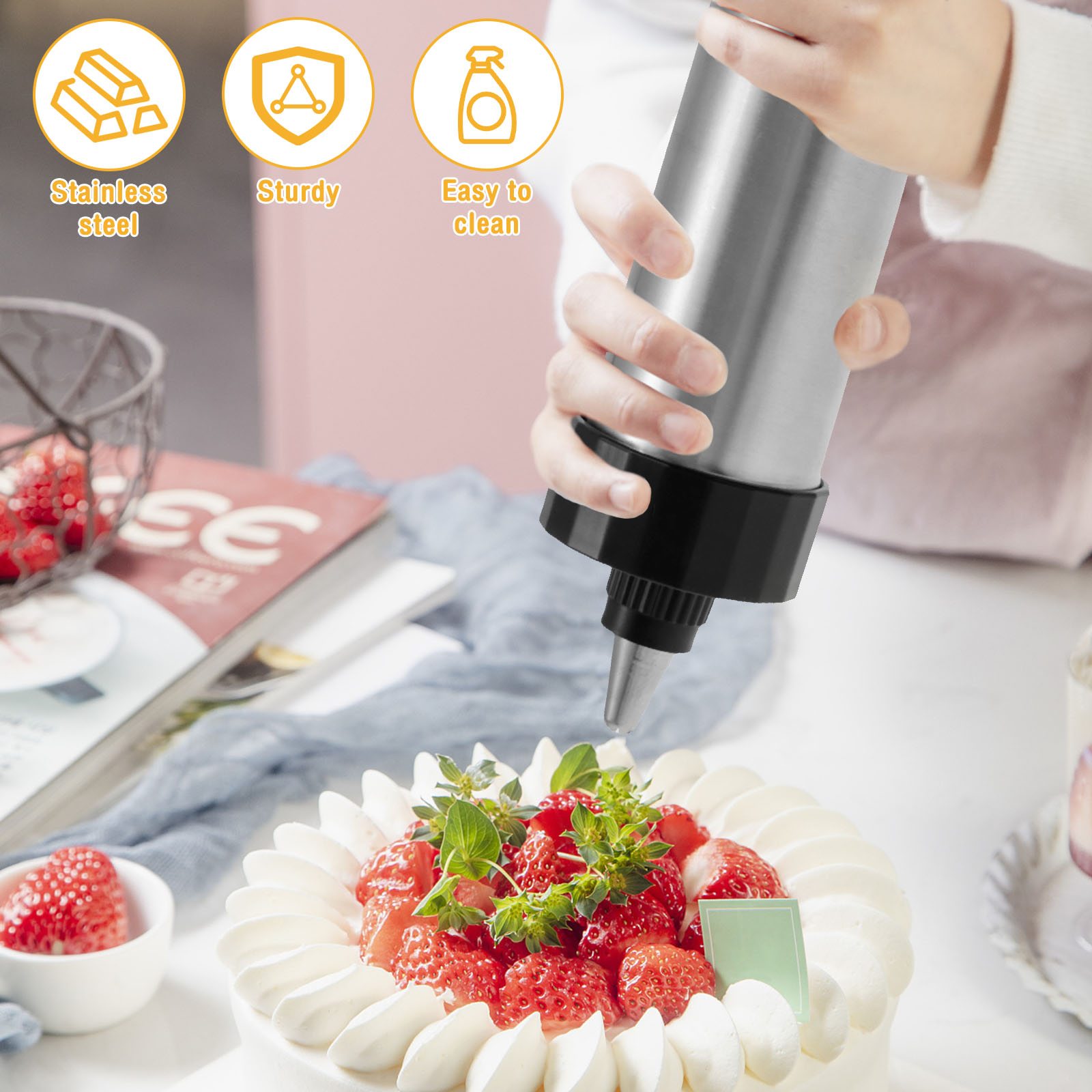 Cookie Press Gun Kit Stainless - Churros Maker Gun 评论和价格