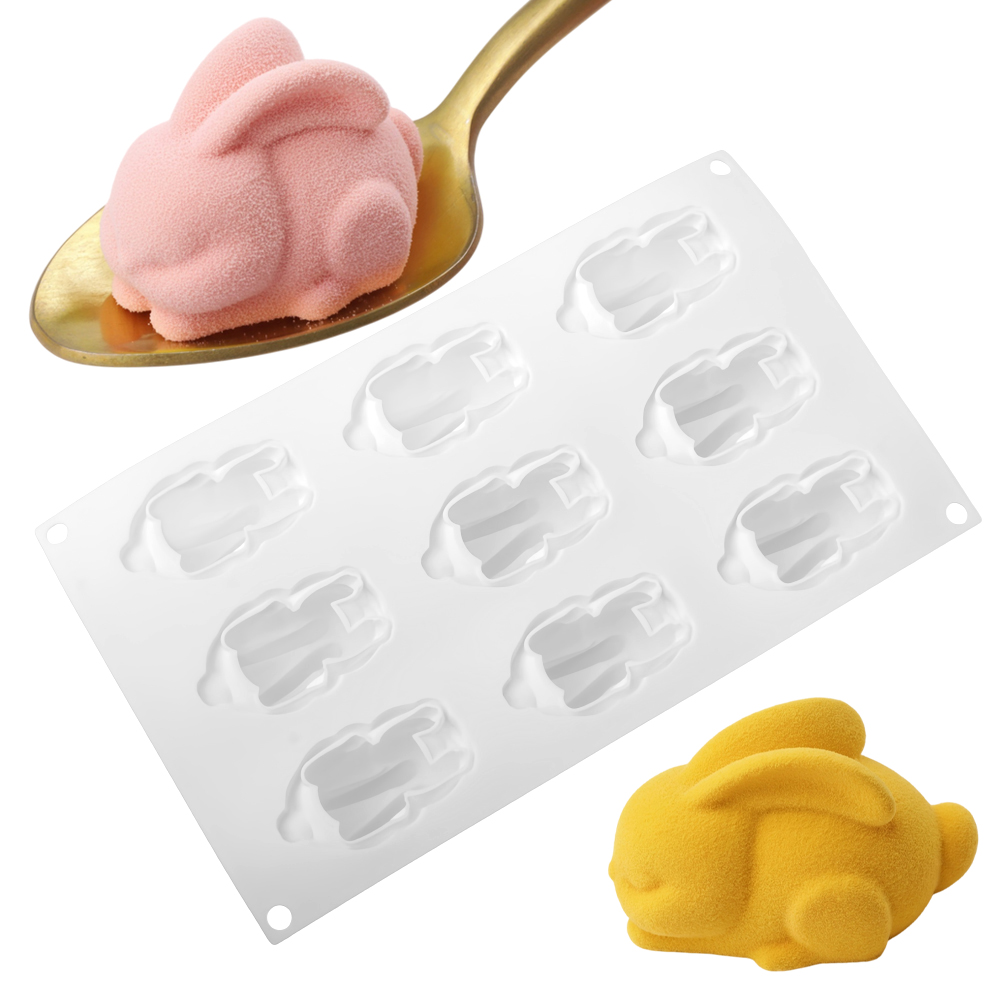 9-Cell Squatting Long Eared Ra - Bunny Cake Mold 评论和价格
